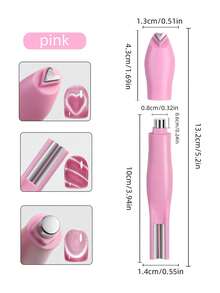 3D 心形指甲磁铁 3 合 1 猫眼效果双线月亮蛇图案法式指甲 UV 吸引力磁棒美甲工具适用于家庭 DIY 美甲沙龙，返校 - 彩色 - 查看 13