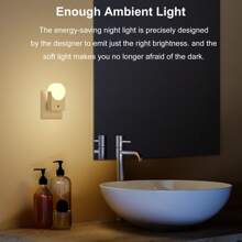 Veilleuse LED pour enfants avec capteur intelligent, capteur crépusculaire à aube, lune/étoile 0,5W, veilleuse douce blanc chaud à enficher pour couloir, chambre, chambre d'enfant, cuisine, escalier