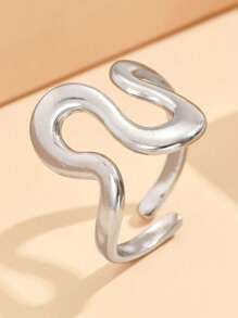 Anéis banhados a ouro em formato de cobra para mulheres, anel de personalidade oval oco de aço inoxidável, joia feminina de luxo à prova d'água, novos anéis abertos de metal exagerado irregulares e femininos, elegante anel de pérola falsa barroca, acessórios de joia