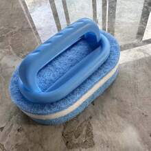 1 pièce Éponge grattoir avec manche, brosse de nettoyage en plastique pour cuisine, salle de bain, toilettes, sans électricité nécessaire, idéal pour le nettoyage des vitres, des murs en céramique et des fenêtres