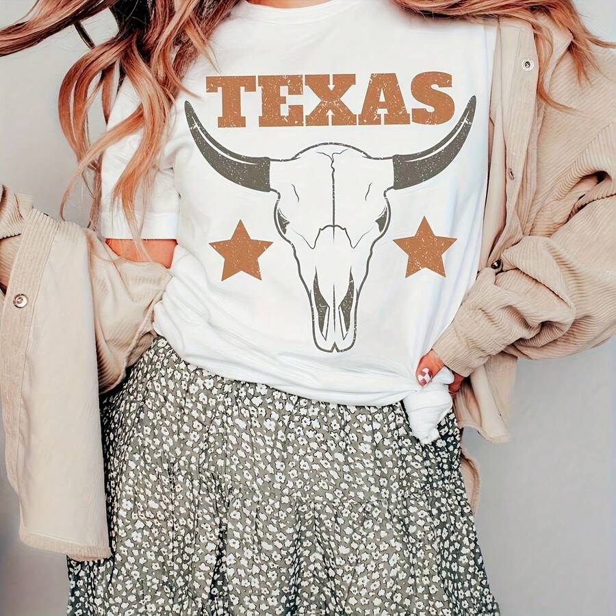 Camias De Texas - Camisa Occidental - Texas - Regalo De Texas - Camisa De Campo - Camisa De Vaquera - Camia Vintage - Camisa De Cráneo De Vaca Boho - Camia De Chica De Campo220G High-Density Pure Cotton T-Shirt - Ft And Gentle, I For Daily Wear, Gym Sessions, Vacation, And A Perfect Birthday Or Day Surprise   Tops For Wo Vintage Clothes Wo Clothes Wo Vintage Wo Tops Mujer Cute Tops Wo Cotton Wo Clog Halloween Camisas Summer Clothes Wo Casual Punk Western Tops Wo Fourth Of July Outfit Kpop Cowboy Outfits For Wo Ry Ropa 100% Cotton Y2k Ing Cute Gothic Wo Clothes Black And White Top Vintage Tops Cloth For Wo White Goth Inawly Retro Clothes For Wo Korean Fashion Wo Camisas Para Mujer - White - View 1