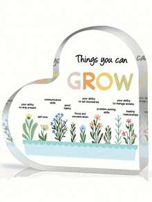 1pc Growth Mindset Decor, Office Mental Health Classroom Art Educational Challenging Thoughts Affirmation Decorations Positive Sayings Inspirational Gifts Acrylic Heart Inspirational Gift For Friend Room Decor Home Decor Ornaments Home Miniature Things - Multicolor - View 18