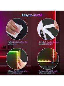 RGB LED Strip Lights With App & Remote Control Music Sync Color Changing Lights For Bedroom, Kitchen, Party, And Holiday Decor, Flexible Design, 5050 SMD LEDs, 16 Million Colors, Easy To Install, Bedroom Ambiance Lighting - RGB Multicolor - View 7