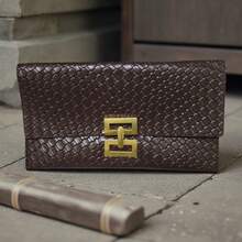 简约休闲网格图案 2025 新款时尚韩版女士信封长款手拿包 - 彩色 - 查看 19