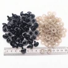 100 件 5-24 毫米黑色塑料眼珠 Amigurumi 带垫圈毛绒动物眼珠眼球娃娃 DIY 礼物针织钩针眼珠制作工艺品配件 - 彩色 - 查看 10