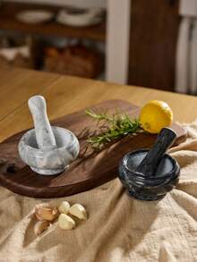 Cirelle 1 Set Of 3.5-Inch Marble Mortar And Pestle Set, Suitable For Grinding Pills, Spices, Garlic, Small Grinder Bowl, Kitchen Supplies (White, Black), Rama Kitchen Essentials, High-End Gifts, Special Gift, Gifts For Parents, Gifts For Teacher