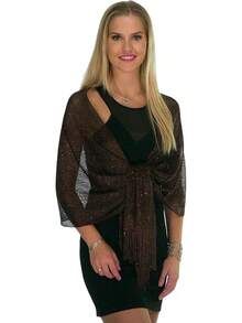 Metallic Glitter Shawl Wrap For Evening Dresses And Weddings - Brown - View 5