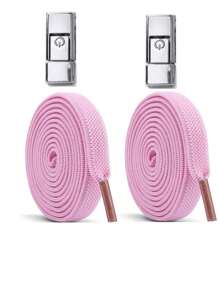 4 pièces Lacets de chaussures de sport ondulés, légers, tressés, de couleur unie, réglables. Comprend 2 lacets + 2 boucles. Lavage à la main. Lacets mous. Boucles à bouton-pression colorées. Attache plate élastique extensible de 8 mm sans lacet
