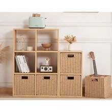 Set Of 2 Wicker Basket, Woven Storage Baskets For Shelves With Handles Foldable Cube Storage Baskets Bins, 9 Inch - Brown - View 3