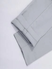 4 Pcs Men Blazer Jacket Vest Pants Stripe Tie Lapel Collar Two Button For Evening Prom Dinner Wedding Banquet Men Classic Commuting Suit - 灰色 - 查看 5