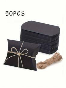 100Pcs Pillow Box Rope Kraft Paper Gift Packaging Paper Box Party Gift Boxes Home Party Birthday Supply Paper Bags For Gifts For Jewelry Gifts Wedding Party Decorations Equipped - Multicolor - View 25