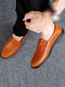 CLOHOO 品牌男士软底一脚蹬乐福鞋，百搭休闲商务正装皮鞋