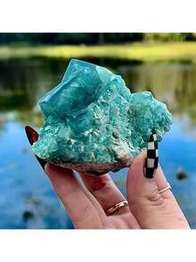 1件波西米亚风绿色萤石晶体标本（岩石水晶有天然裂纹，非损坏），晶簇，岩石水晶，未经加工的萤石矿物标本，优雅，适合圣诞节、感恩节、情人节、母亲节、父亲节等节日。 - 綠色 - 查看 19