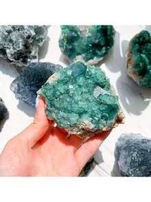 1件波西米亚风绿色萤石晶体标本（岩石水晶有天然裂纹，非损坏），晶簇，岩石水晶，未经加工的萤石矿物标本，优雅，适合圣诞节、感恩节、情人节、母亲节、父亲节等节日。 - 綠色 - 查看 17