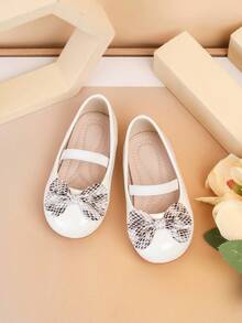 1 Pair New Baby Girl Shoes, Soft & Comfortable, Cute Bow Decor, Versatile Daily & Outdoor Wear, Suitable For All Seasons - White - View 1