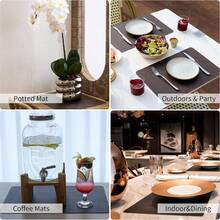 1set/4set Double-Sided Leather Coasters, Waterproof Oil-Proof Placemat, Heat-Resistant, Creative Table Decoration Pad - Multicolor - View 9