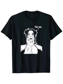 Gwdqone Yes Sir Cotton Men'S Fashionable And Versatile Breathable Cotton T-Shirt, The Perfect Holiday Gift - 黑色 - 查看 2