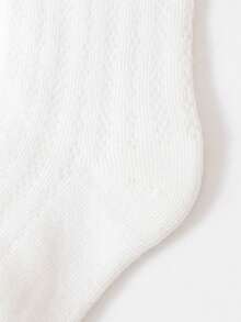 3双白色儿童袜，带荷叶边装饰，糖果图案，百搭简约透气中筒袜，防蚊虫 - 彩色 - 查看 4