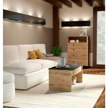 Tavolino sollevabile, tavolino da salotto, tavolino da pranzo ausiliare, rovere gold, 47x100x50 cm (chiuso) 58x100x50 cm (aperto), tavolino basso per divano, moderno