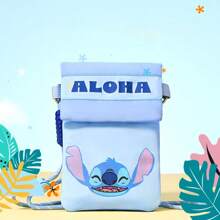 Miniso Geantă de telefon MINISO Disney Stitch în stil hawaian, capacitate mare pentru obiecte mici, curea de umăr reglabilă, esențială pentru a crea look-uri elegante la petrecerile pe plajă și la cumpărături (1 buc.)