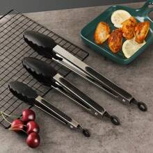 3-Piece Premium Stainless Steel Tongs Set With Silicone Handles - Food Safe, Metal Kitchen Utensils, Durable Cooking And Serving Tongs