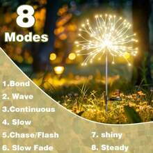 1 pezzo Luce solare da giardino da esterno, impermeabile, adatta per giardino, matrimonio, festa, prato, festival musicale, decorazione per vacanza, bianco/bianco caldo/colorato