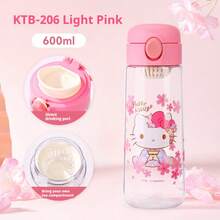1pc 600ml Hello Kitty 可爱卡通女孩水杯 Tritafe 材质大容量印花塑料杯夏季直饮户外/家用/日常使用