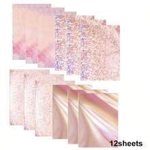 12 Sheets Holographic Cardstock, 250gsm/92lb Metallic Paper Glitter Shiny Iridescent Mirror Paper Thick Card Stock Paper For Crafts, Card Making, Scrapbook Supplies(Pink) - A4 - View 3