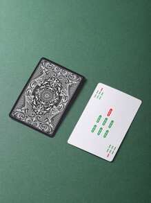 144pcs Waterproof Mahjong Paper Cards, Portable Travel Thick Paper Quality Wide Version Mahjong Playing Cards