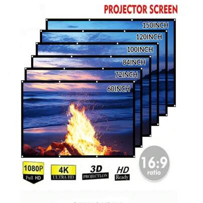 GAINVANE 便携式简易软投影仪幕布高清家用户外投影仪幕布60/72/84/100/120/150英寸可折叠投影布背投皮影戏