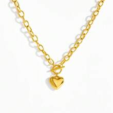 1 Set de joyas de acero inoxidable de moda que incluye un collar con dije de corazón brillante, pulsera y aretes, adecuado para conjuntos de oficina o de viaje al aire libre para mujeres