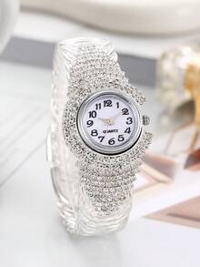 1pc Round Dial Wristwatch - Silver - View 4