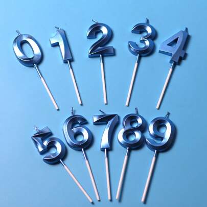 1pc , 0 - 9 Number Blue Opera House Digital Birthday Candles, Used For Cake Decoration And Party Supplies, Can Be Used As Candle Inserts For Birthday Cakes And Party Baked Desserts.