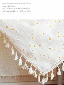 1pc Outdoor Picnic Tablecloth With Tassels, Elegant Dining Mat For Picnics & Outings, High-End Design