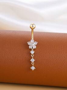 6pcs Medical Grade Stainless Steel Gold Butterfly Chain Belly Button Rings, Classic Pendant Piercing Jewelry Gift, Daily Wear - Yellow Gold - View 3