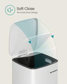 SONGMICS Cubo de basura de cocina, de 5.2 galones (20 L), cubo de basura de acero inoxidable, con cubo interior, cierre suave y se mantiene abierto - Blanco - Ver 5