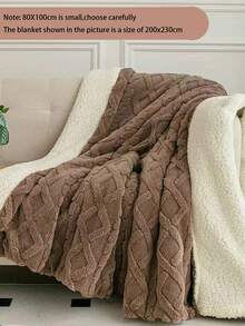 1 Chăn hai lớp Polyester Sherpa, Chăn hai lớp họa tiết gợn sóng màu trơn (Không có ruột), Phù hợp với mọi mùa, Ấm áp và mềm mại, Chăn ngủ đơn giản và thời trang, Dùng cho phòng ngủ, ghế sofa, văn phòng, giường sofa - Cà phê nâu - Xem 2