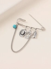 1pc Multi-Functional Brooch Pin, Turtle, Shell, Sea Star, Jellyfish, Hat, Cactus, High Heel Design, Fashionable Clothing Accessory