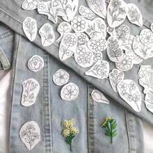 可水洗耐用白色刺绣字母图案,含水溶性稳定剂 | 热压字母,适用于T恤、包袋、帽子、DIY缝纫、服装设计、花卉装饰、熨烫贴片、缝纫用品、情侣刺绣衬衫 - 彩色 - 查看 5