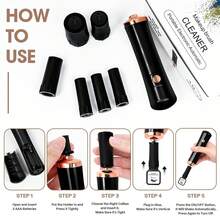 电动化妆刷清洁器和睫毛胶搅拌器,适用于指甲油和液体化妆品的多功能振动机,包括 2 个连接器和 6 个硅胶模具附件,适用于 MUA、睫毛技师和美甲师的专业美容工具 - 黑色 - 查看 3