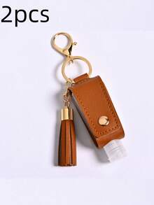 1 pezzo Custodia in pelle porta flaconcino igienizzante, bottiglia di viaggio ricaricabile vuota da 30ml per sapone, lozione e liquidi, con tappo a scatto, porta flaconcino portatile per zaino, viaggio, esterno, idea regalo di Natale