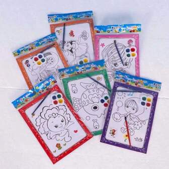 10 tableros de dibujo acuarela DIY - Actividad de colorear pintada a mano, incluye un set mini de 4 colores de acuarela, útiles escolares, artículos de papelería de vuelta al cole, regalos de maestros a estudiantes, regalos para compañeros de clase, suministros para enseñanza, suministros para el aula de arte, entrenamiento de color, clase de color.