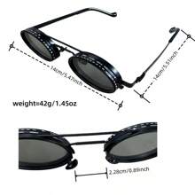 1 pieza Gafas de moda giratorias de estilo retro de spandex, adecuadas para fiestas, reuniones, viajes, moda, estilo steampunk con brillo ajustable, marco de aleación, marco negro con lente gris, excelente para baile de máscaras y accesorios de moda, gafas de moda estilo steampunk, gafas de moda con marco de aleación para verano, playa, viajes, al aire libre