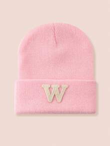 1pc Kids 26-Letter Knitted Hat, Warm Beanie For Boys And Girls, Suitable For Outdoor, Daily Wear In Autumn/Winter - Pink - View 29