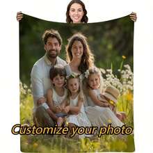 1pc Customized Photo Blanket, Vintage Flannel Digital Printing Personalized Photo Blanket, Knitted Fabric For All Seasons, Couples & Family Commemorative Gift, Unique Souvenir Supplier - ZYFANG - Multicolor - View 12