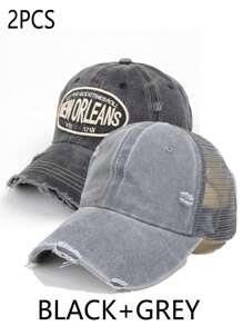 1pc Unisex Vintage Multicolor Letter "NEW ORLEANS" Embroidered Distressed Washed Soft Brim Baseball Cap, Suitable For Streetwear, Sports, Outdoor, Daily Wear