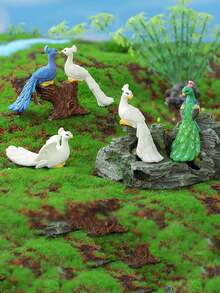 1个/2个/3个彩色树脂孔雀迷你花园装饰品，创意配件礼品，庭院和家居装饰，花盆摆件