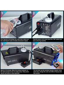 cotsoco Fog Machine, Smoke Machine 8 LED Lights With 13 Colorful & 4 Effect, 500W 2000CFM Fog With Wireless Remote Control, For Halloween Christmas Wedding Stage Effect - UK Plug(220-240V) - View 5