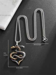 1pc New Fashion Viking Retro Snake Animal Pendant Necklace, Unisex Rock Party Jewelry Gift