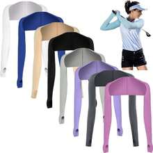1pc Cooling Shawl Sleeve,Women's Summer Ice Silk Sunscreen Arm Sleeves,Stretchy & Breathable Polyester Blend,Ideal For Golf,Cycling & Outdoor Activities - Multicolor - View 12